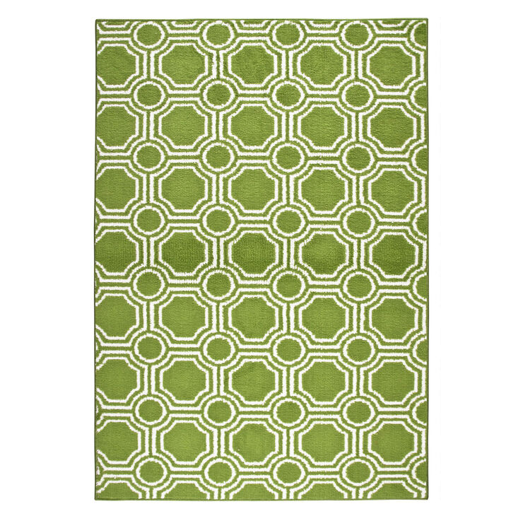 D112 Lime and White Mosaic Rug 5x7 ft At Home At Home
