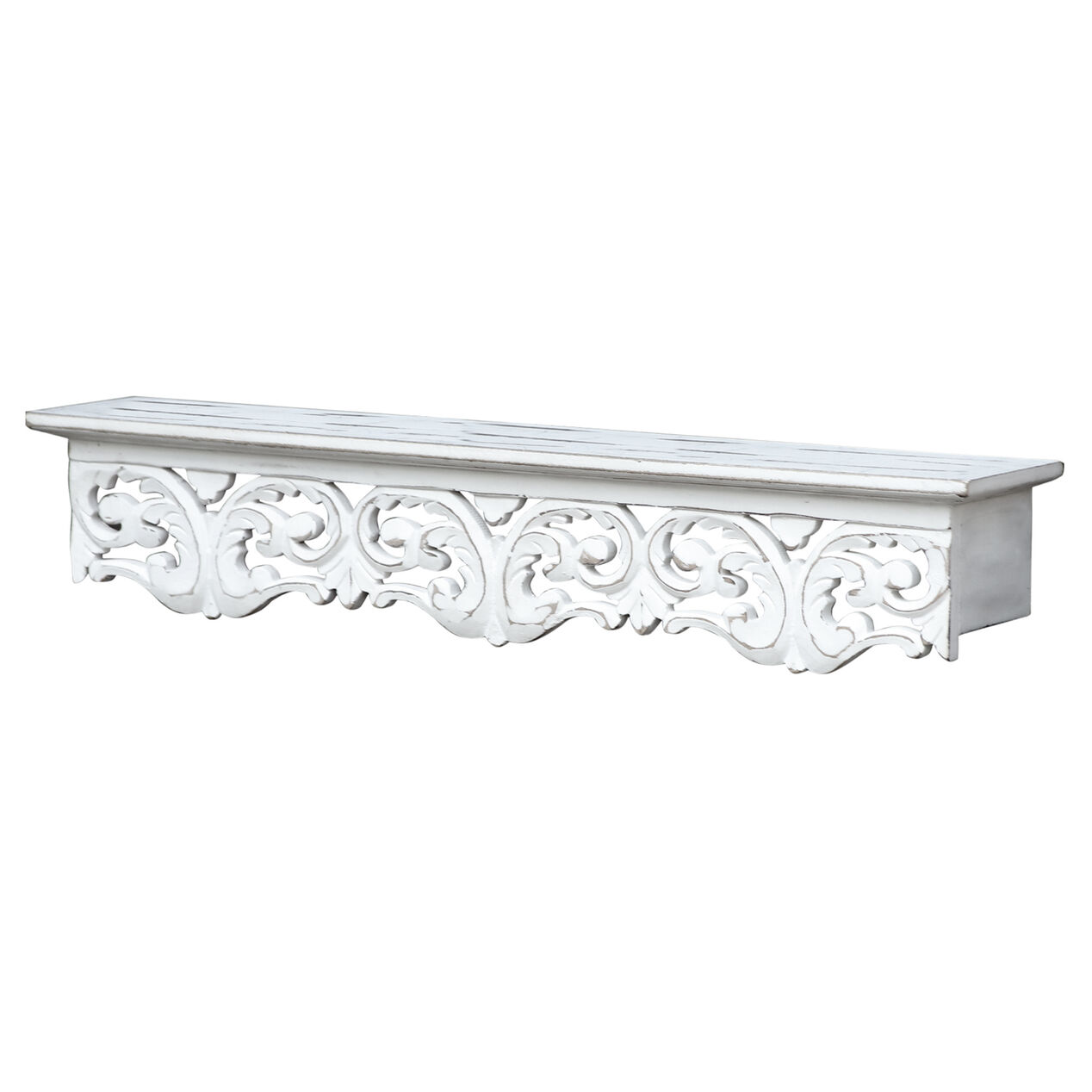 WHITE CARVED WOOD SHELF At Home