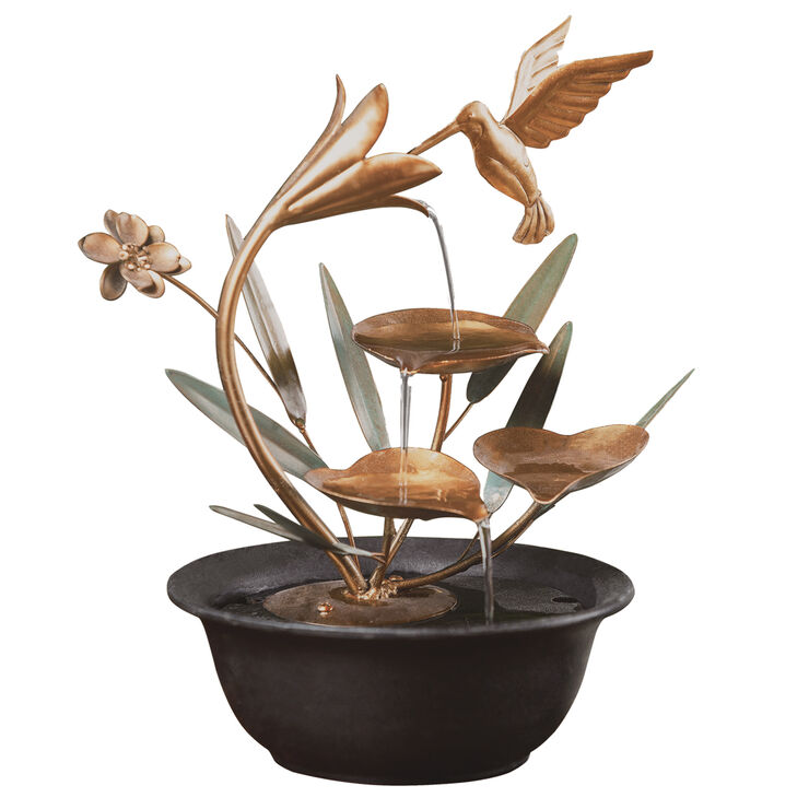 Metal Hummingbird Fountain At Home