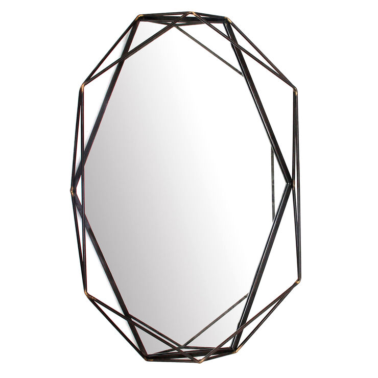 Black Metal Geo Oval Mirror, 37" At Home