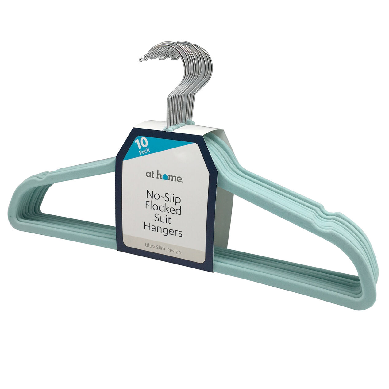 Pastel Turquoise Flocked Hangers, 10Pack At Home