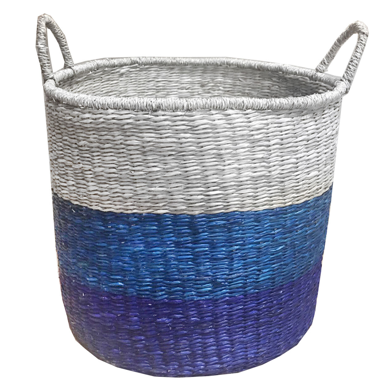 Blue/Natural ColorBlock Seagrass Basket, Large (18") At Home