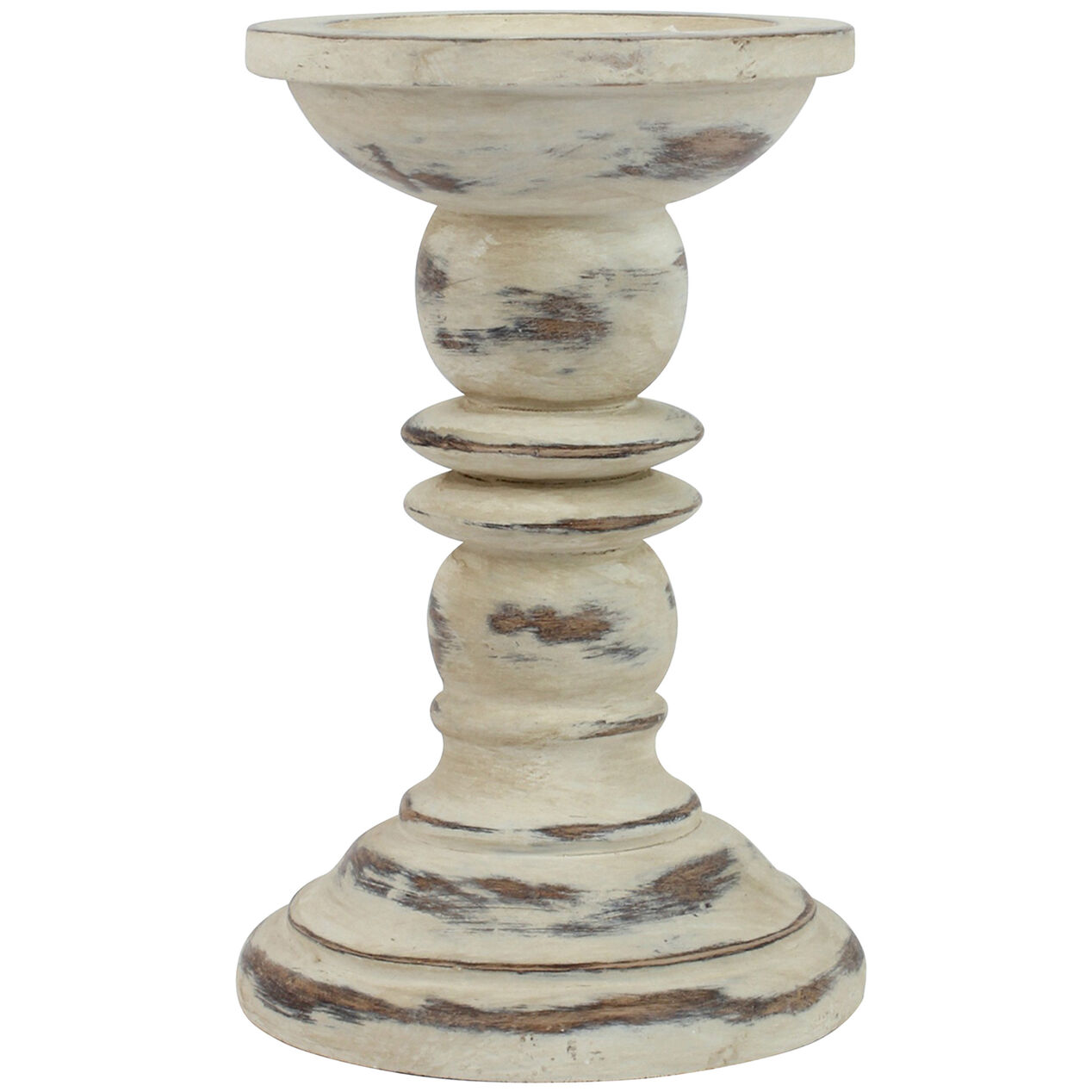 Distressed Ivory Candle Holder At Home