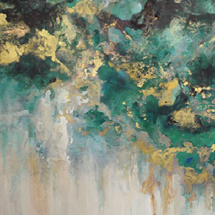 Green & Gold Abstract Outdoor Art 31 in. At Home