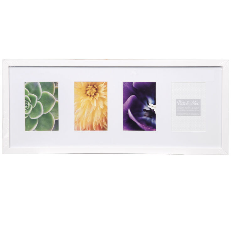 White 4 Photo Collage Frame 8x20 in. for 4x6 in. At Home