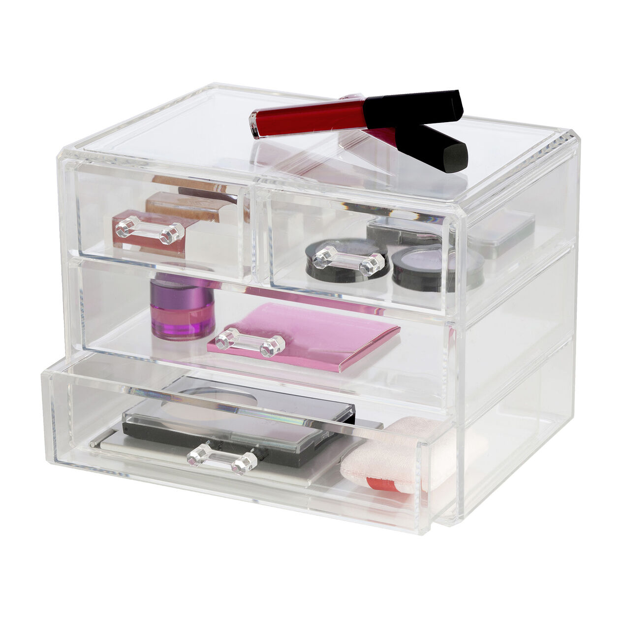 Large 4 Drawer Stackable Cosmetic Organizer Clear At Home