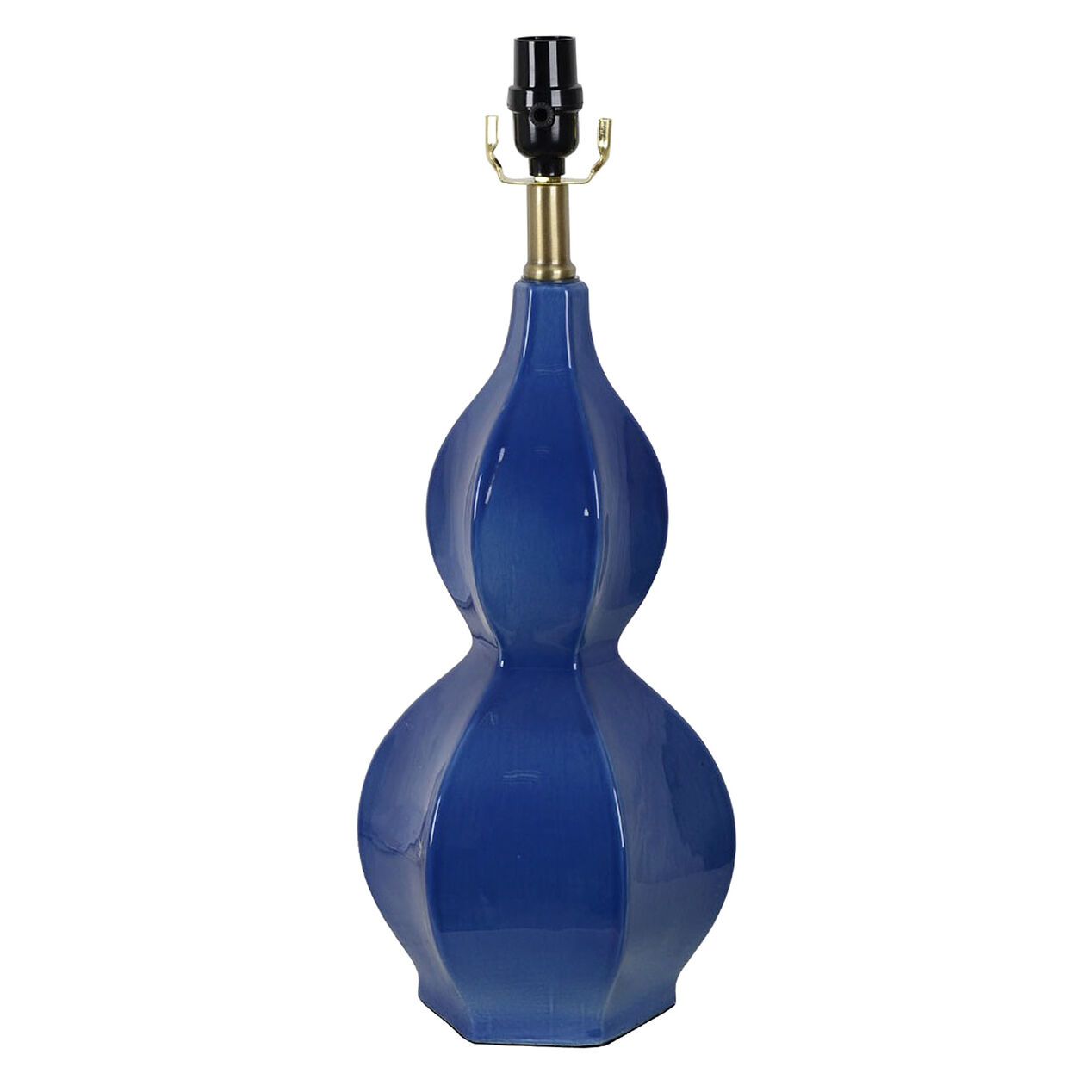 Grace Mitchell Dark Blue Ceramic Gourd Lamp At Home