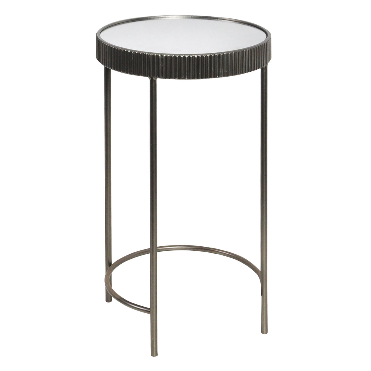 Mirrored Silver Metal Accent Table, Small (25") At Home