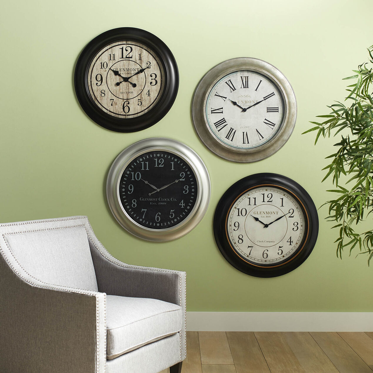 Glenmont Wall Clock, 30", Black At Home