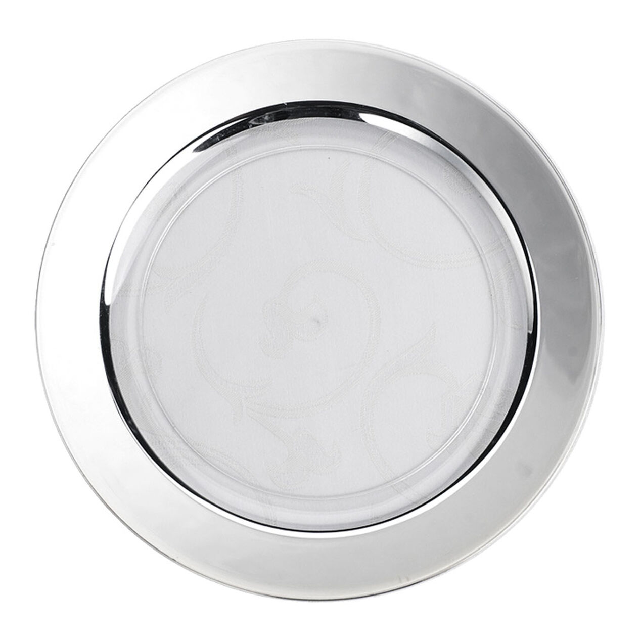 White Dinner Plates with Silver Band, Set of 10 At Home