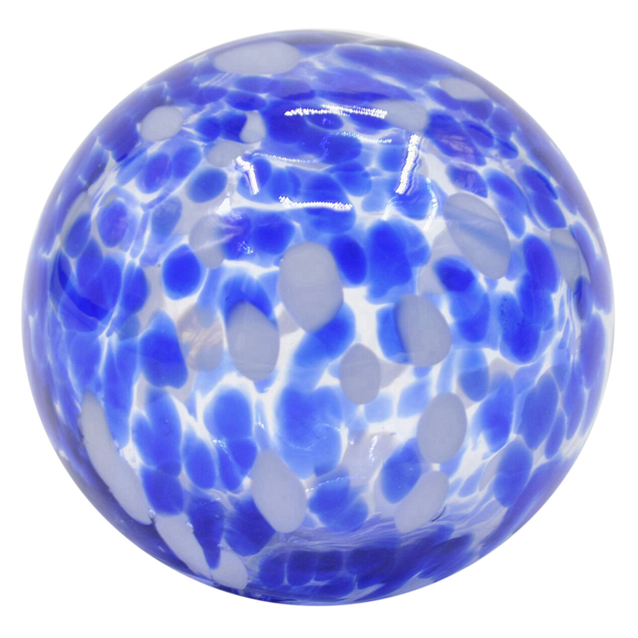Blue/White Glass Orb, 4.5" At Home
