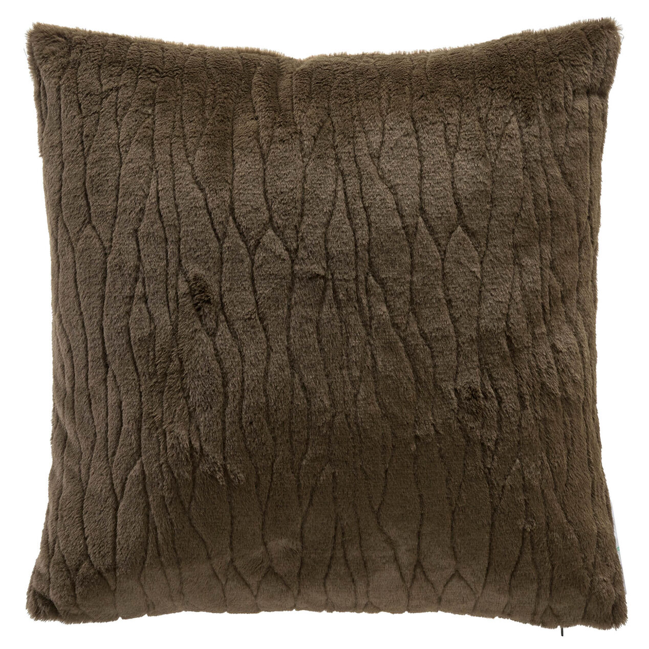Channeled Faux Fur Throw Pillow, 20" x 20", Green At Home