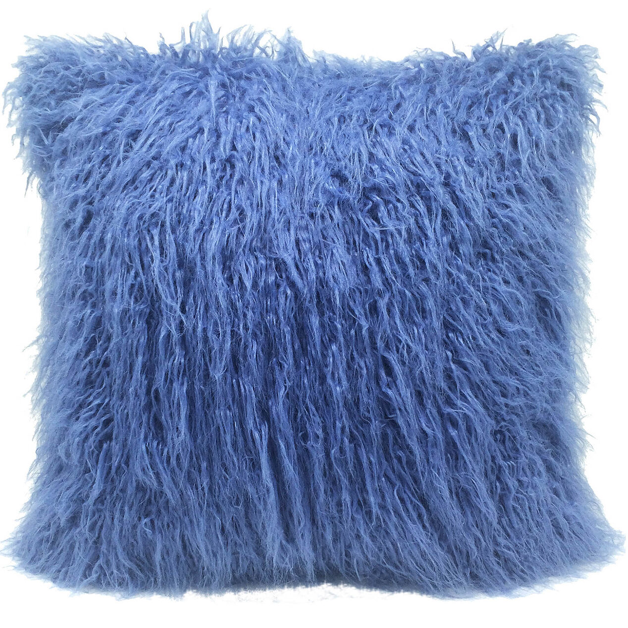 Blue Faux Mongolia Fur Pillow 18 x 18in. At Home