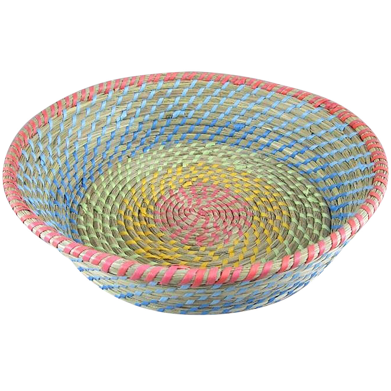 Round Multicolor Straw Basket, 11" At Home