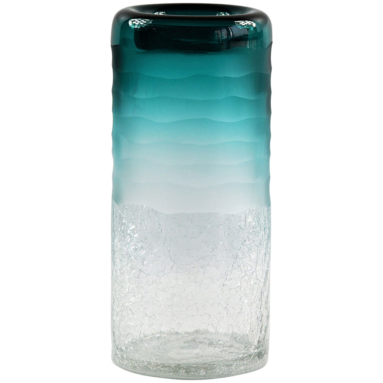 12X6IN TEAL OMBRE GLASS VASE At Home