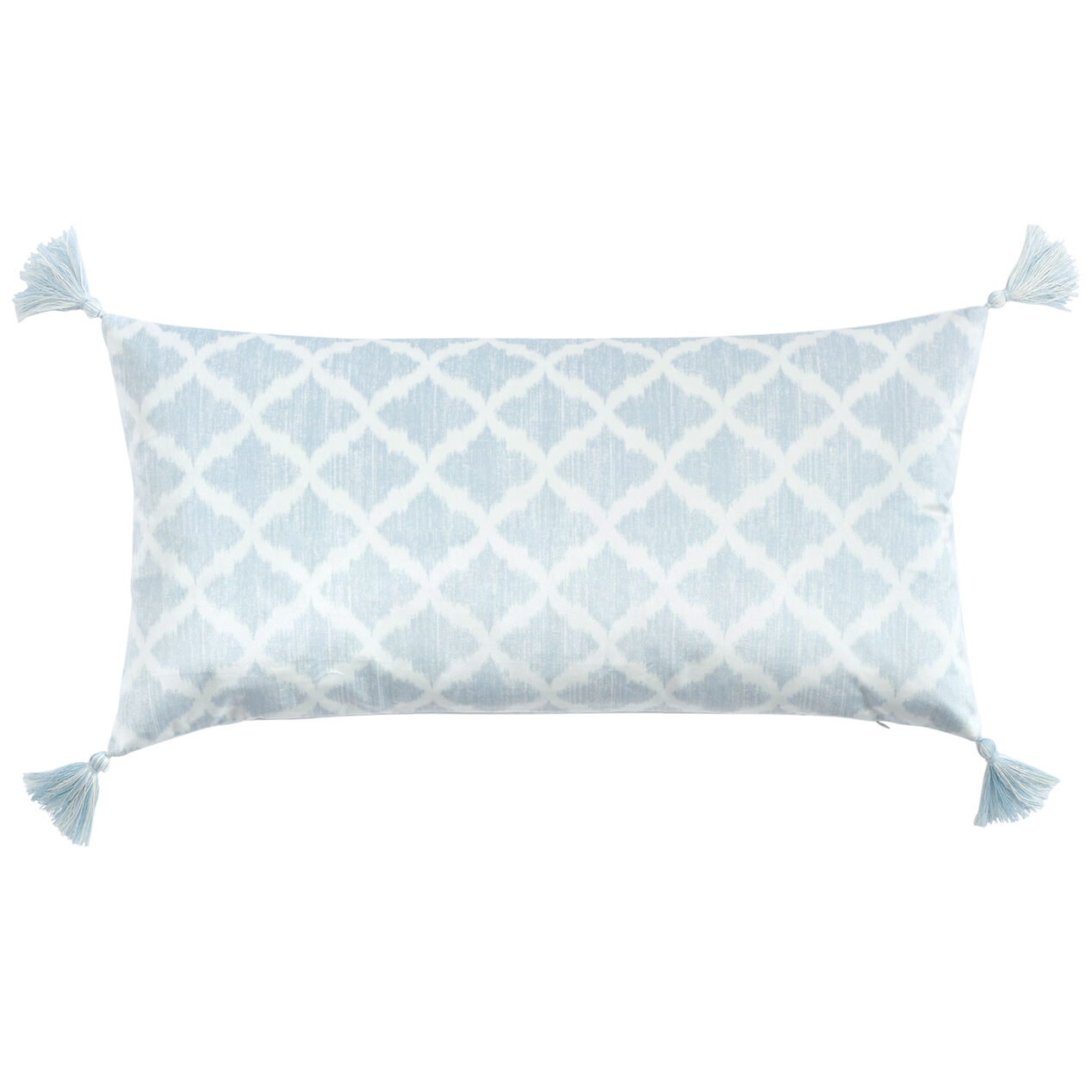 Velvet Oblong Pillow with Tassels 12" x 24", Light Blue At Home