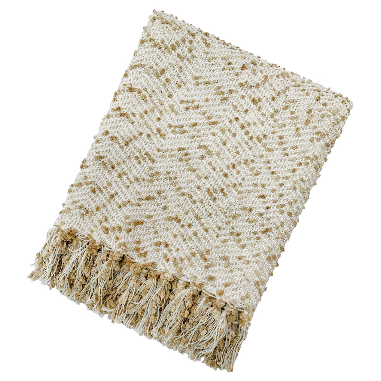 Tan Woven Yarn Throw At Home