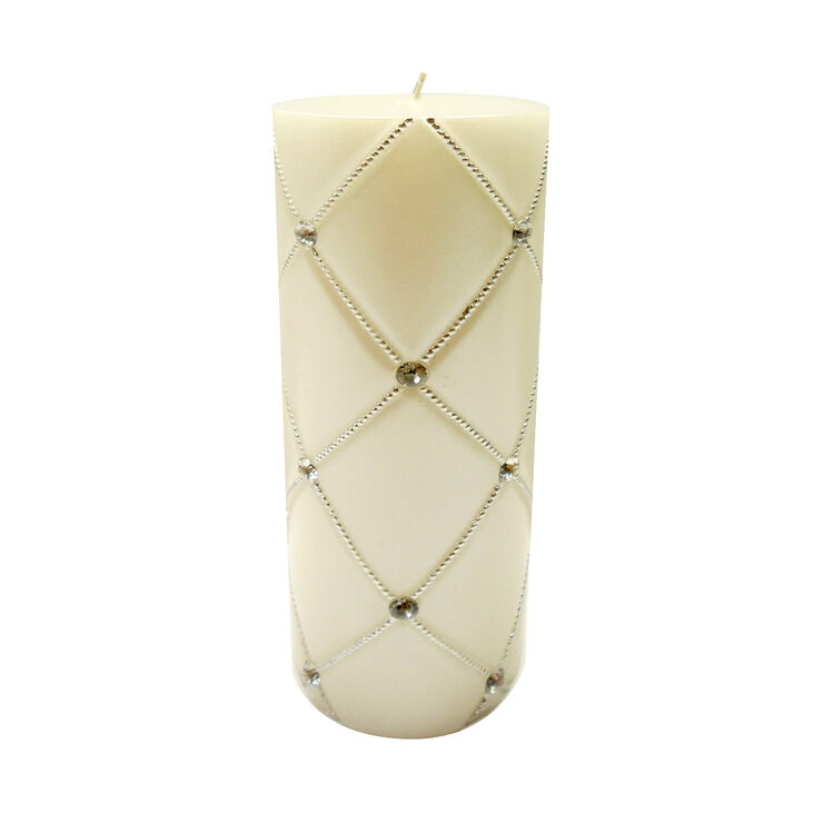 8" White Pearlized Jewel Candle At Home
