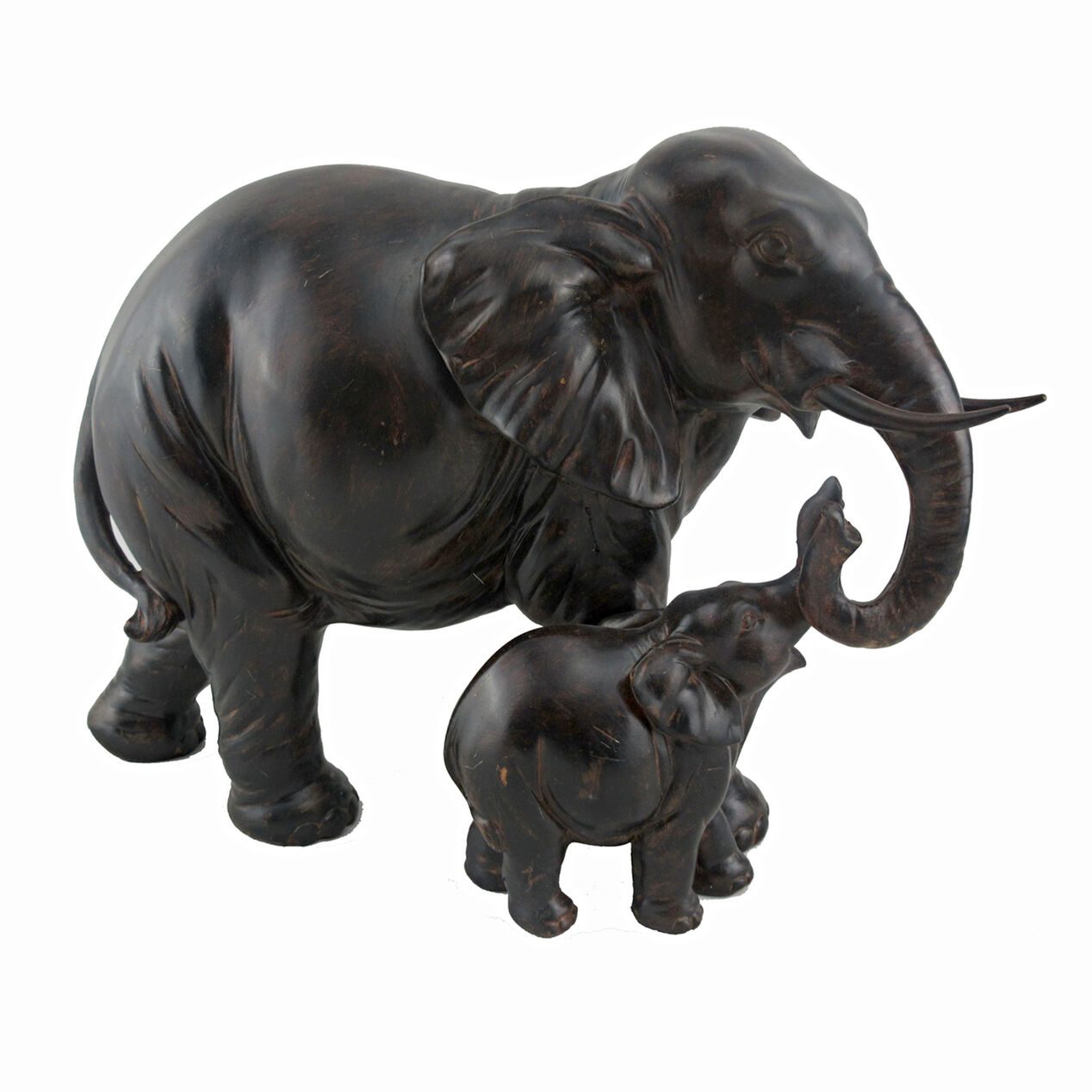 Brown Mom and Baby Elephant Figurine At Home At Home