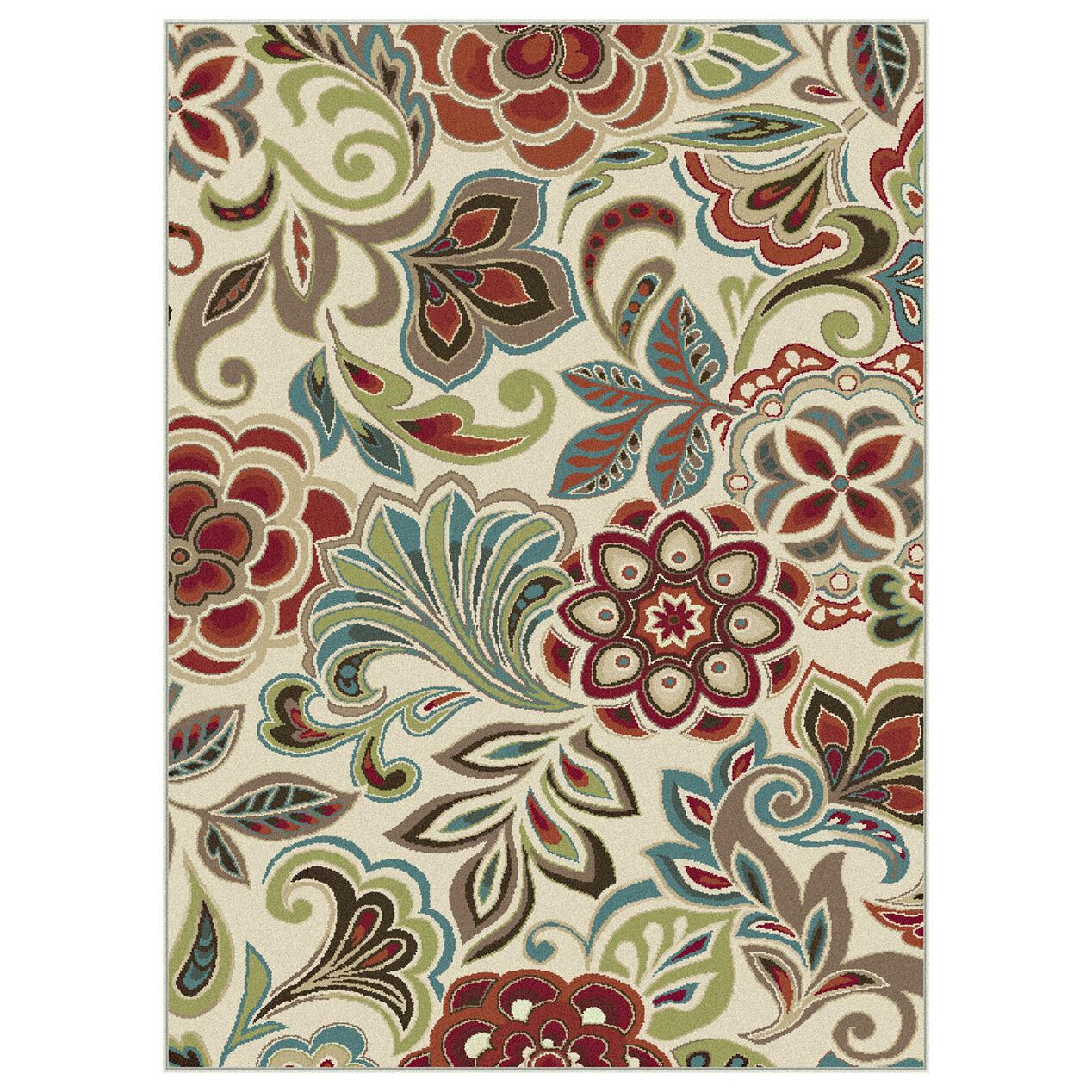D269 Mulberry and Beige Floral Rug 8x10 ft At Home