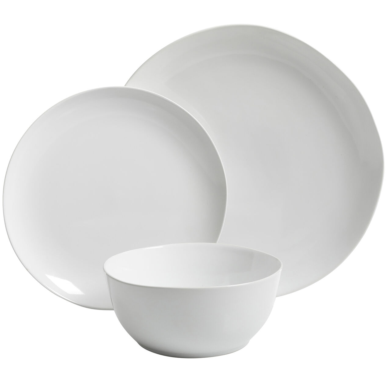 White Light 12Piece Organic Dinnerware Set At Home