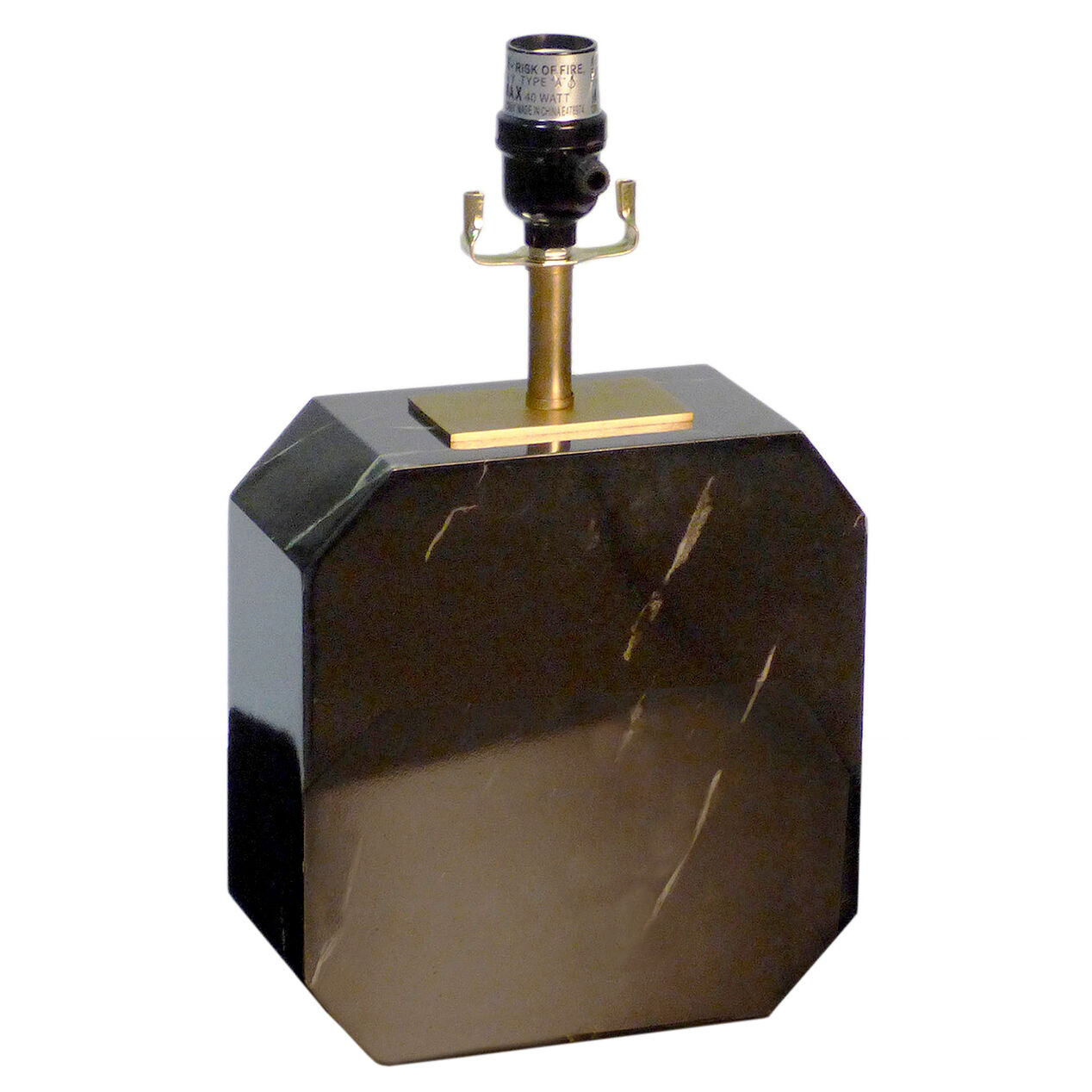Black/Gold Marble Square Lamp Stand 13in At Home