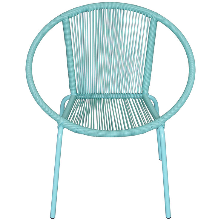 Aqua Round Wicker Chair At Home