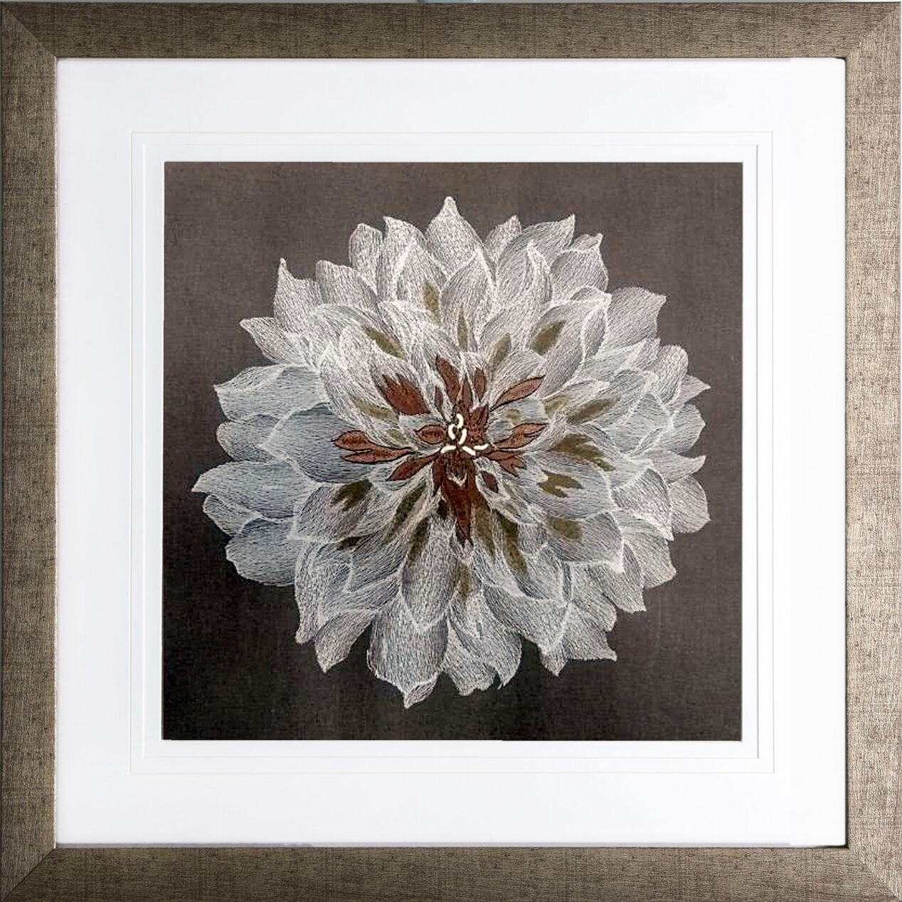 Embroidered Flower Framed Wall Art 20x20in. At Home