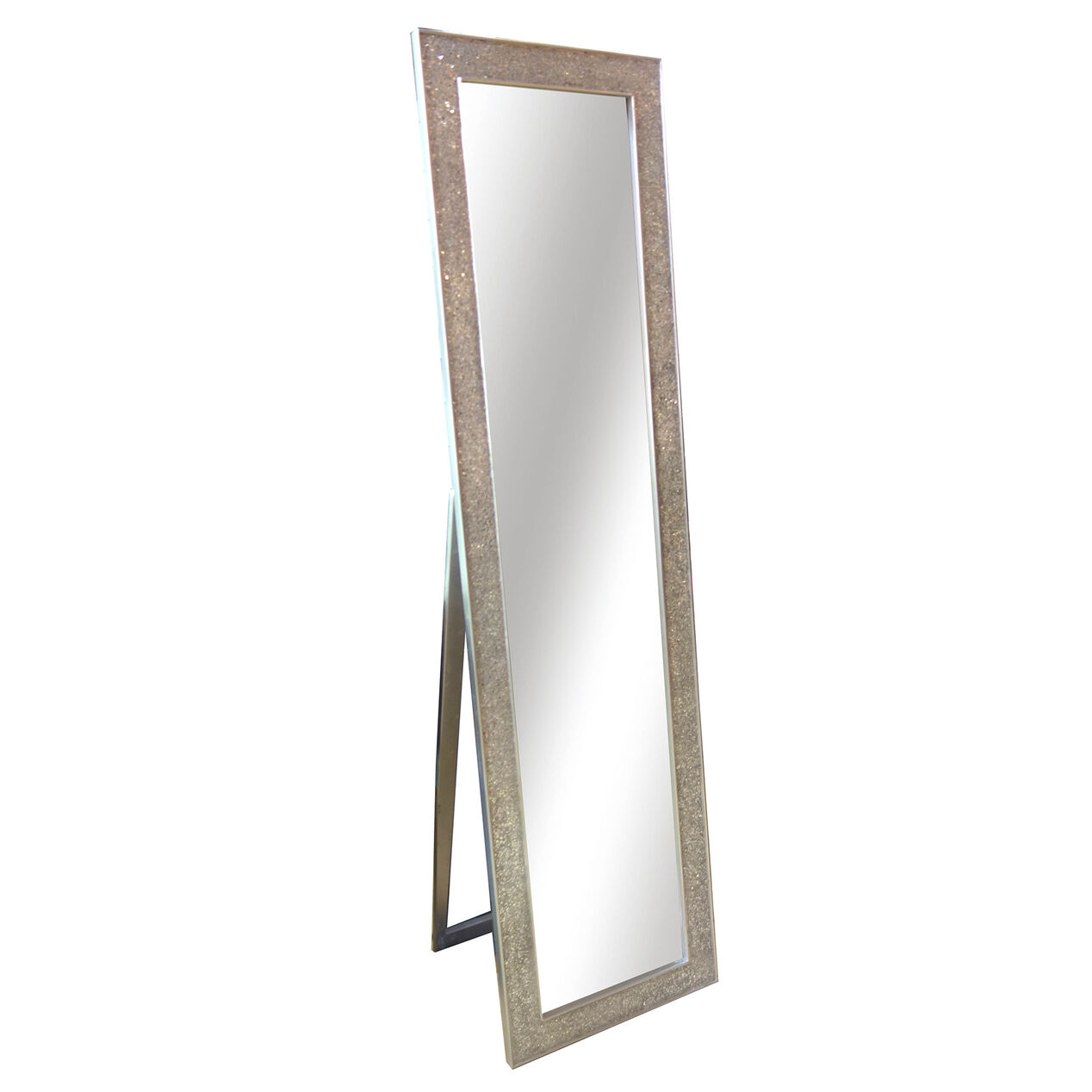 Wood Mosaic Light Grey Cheval Mirror At Home