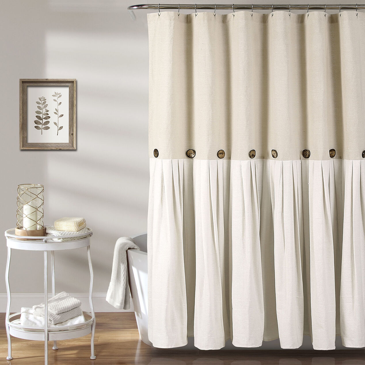 LINEN BUTTON SHOWER CURTAIN At Home