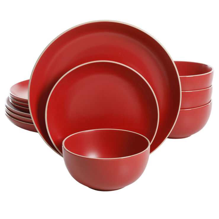 Rockaway 12Piece Matte Red Dinnerware Set At Home