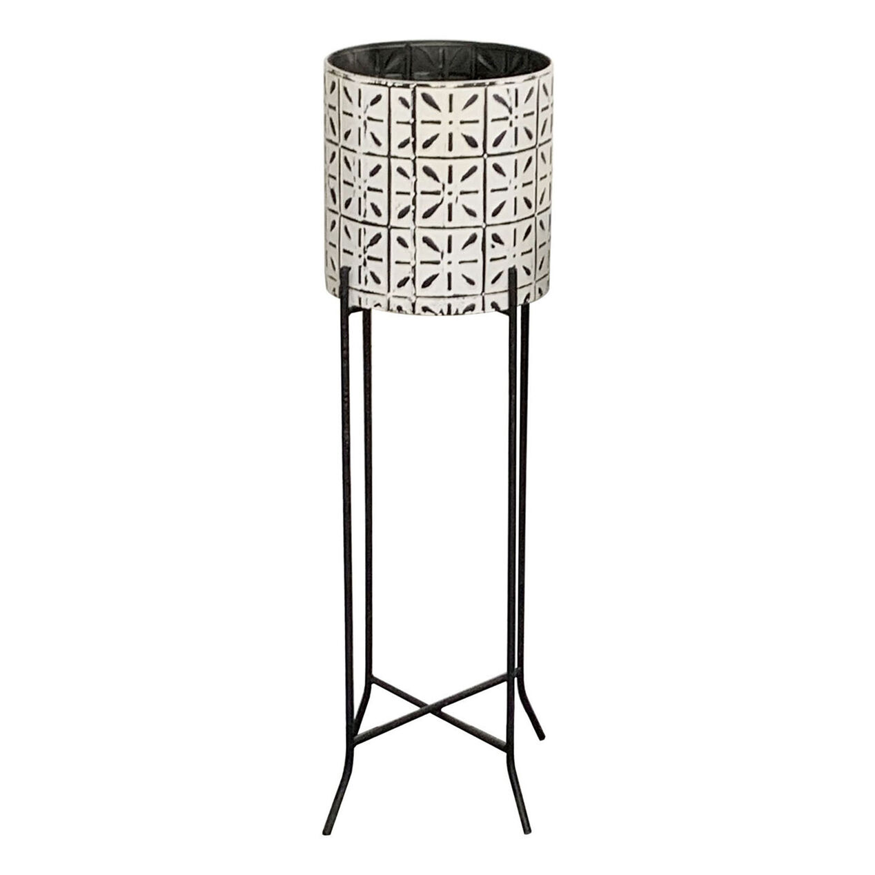 Metal Tile Pattern Plant Stand At Home