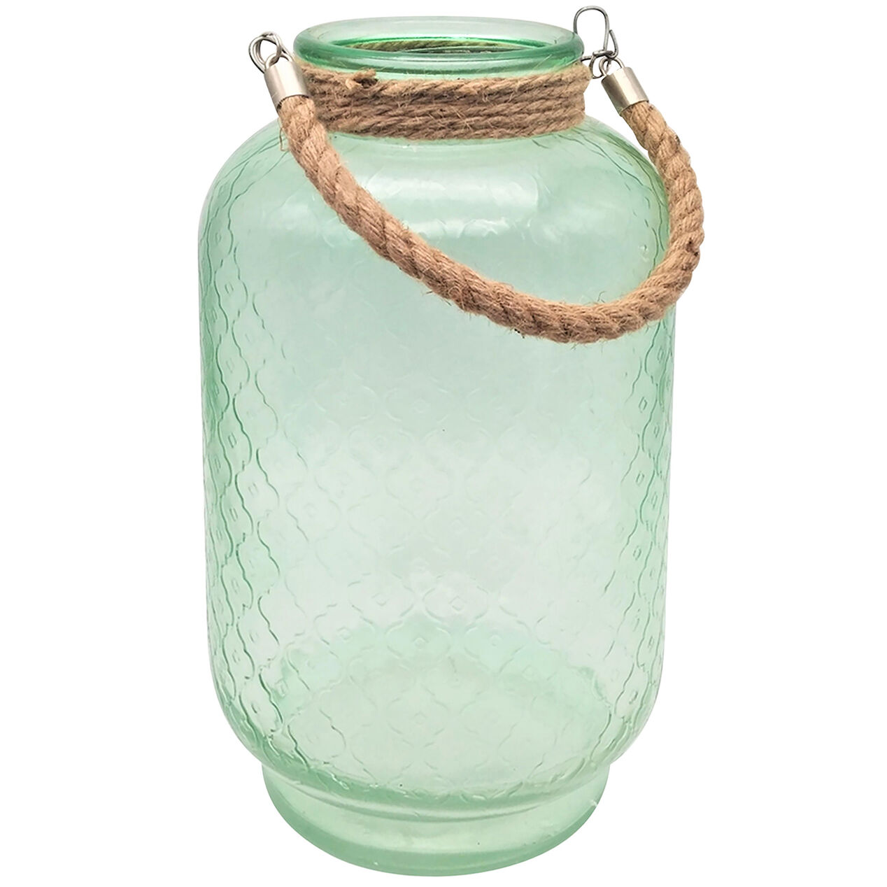 Glass Lantern With Rope Handle 15 Green At Home