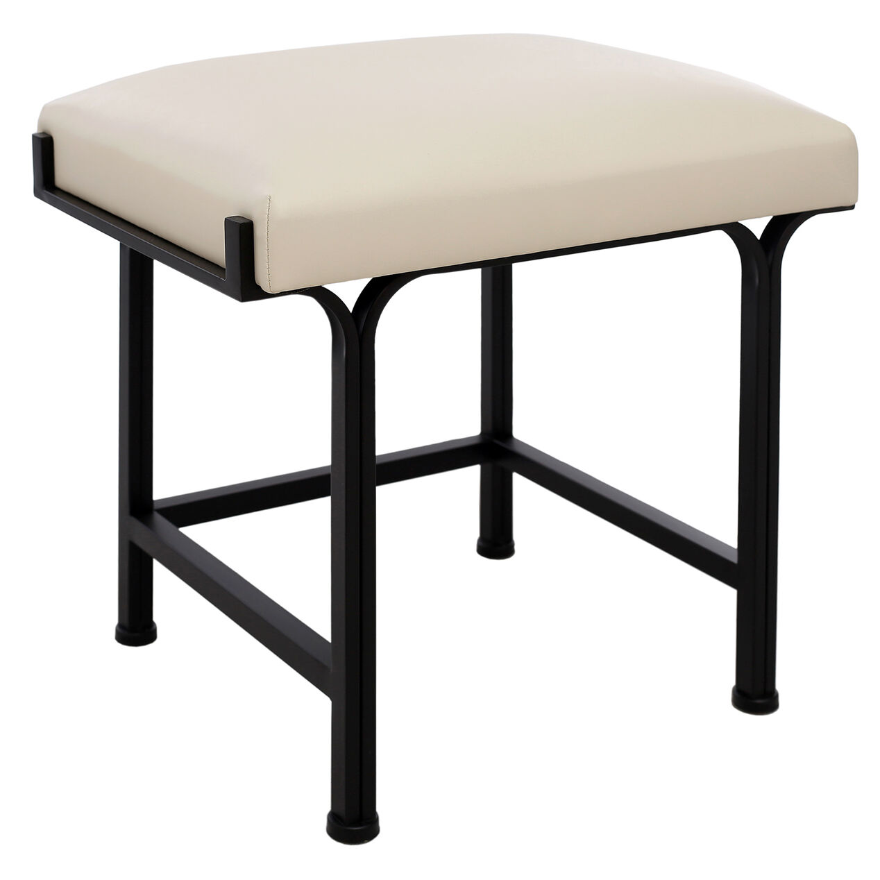 Black Metal Ottoman with White Cushion At Home