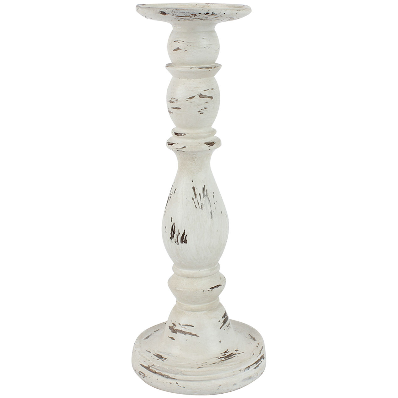 Distressed White Pillar Candle Holder, 12" At Home