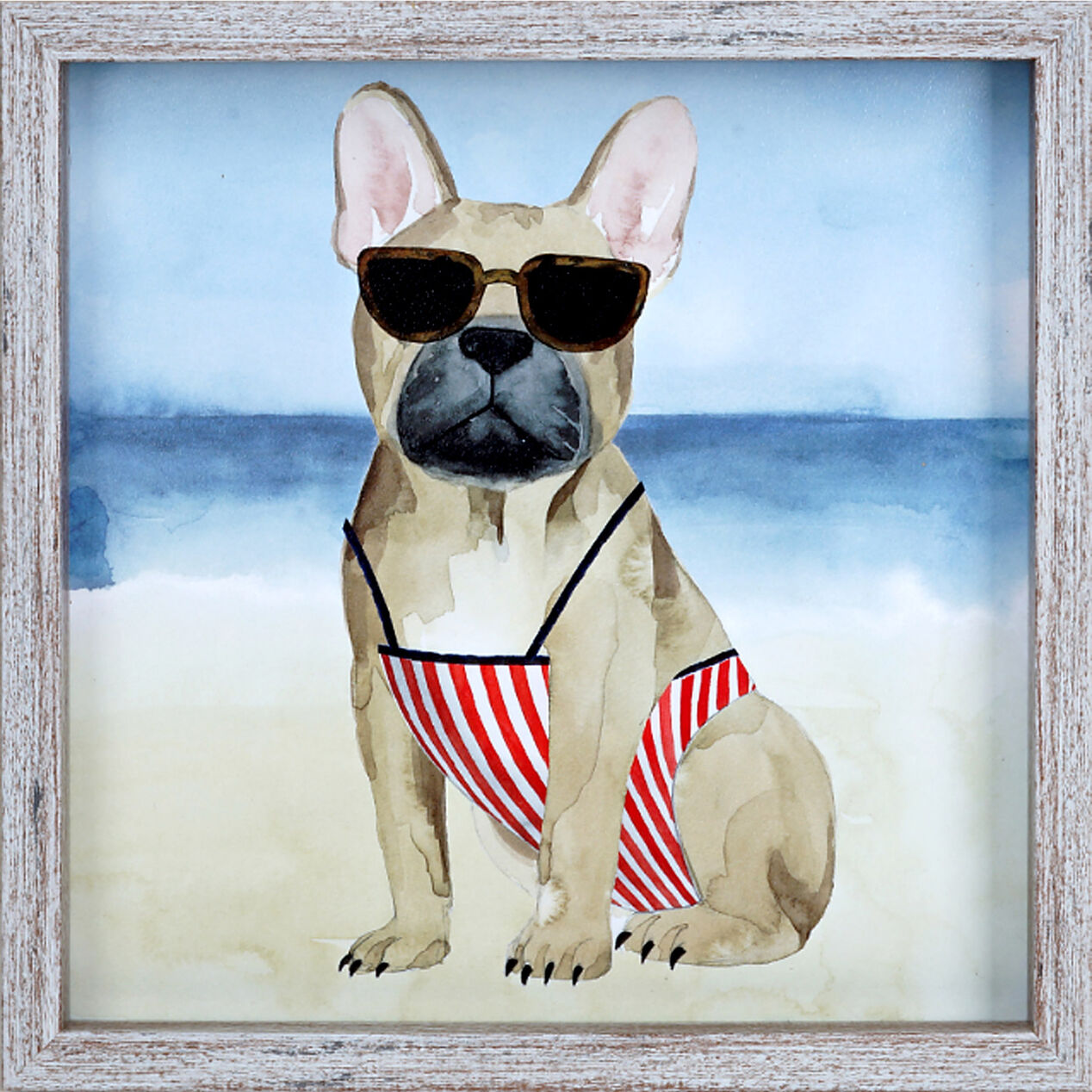 Hot Dog French Bulldog Puppy Beach Outdoor Canvas Wall Art Hot Dog French Bulldog Puppy Beach Outdoor Canvas Wall Art
