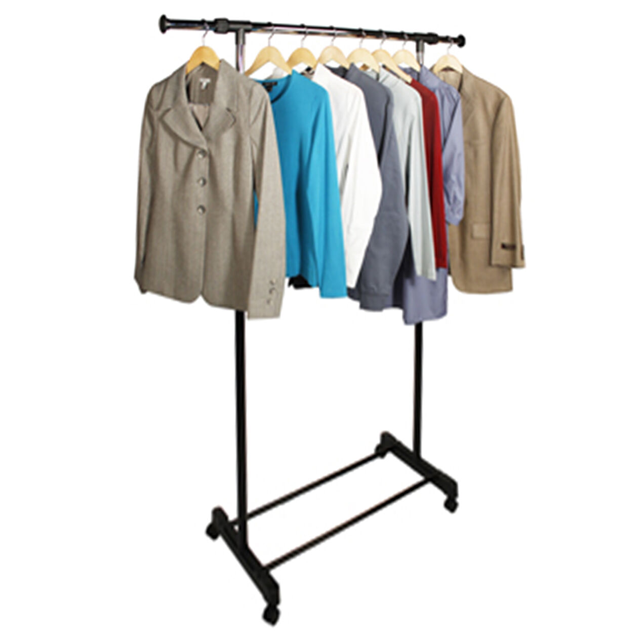 Black/Chrome Metal Extendable Clothes Rack At Home