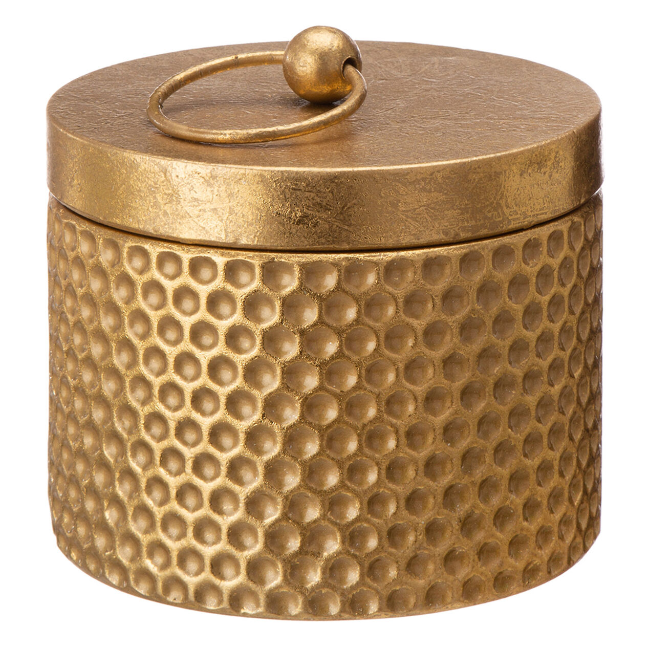 Gold Metal Round Canister, 6" At Home
