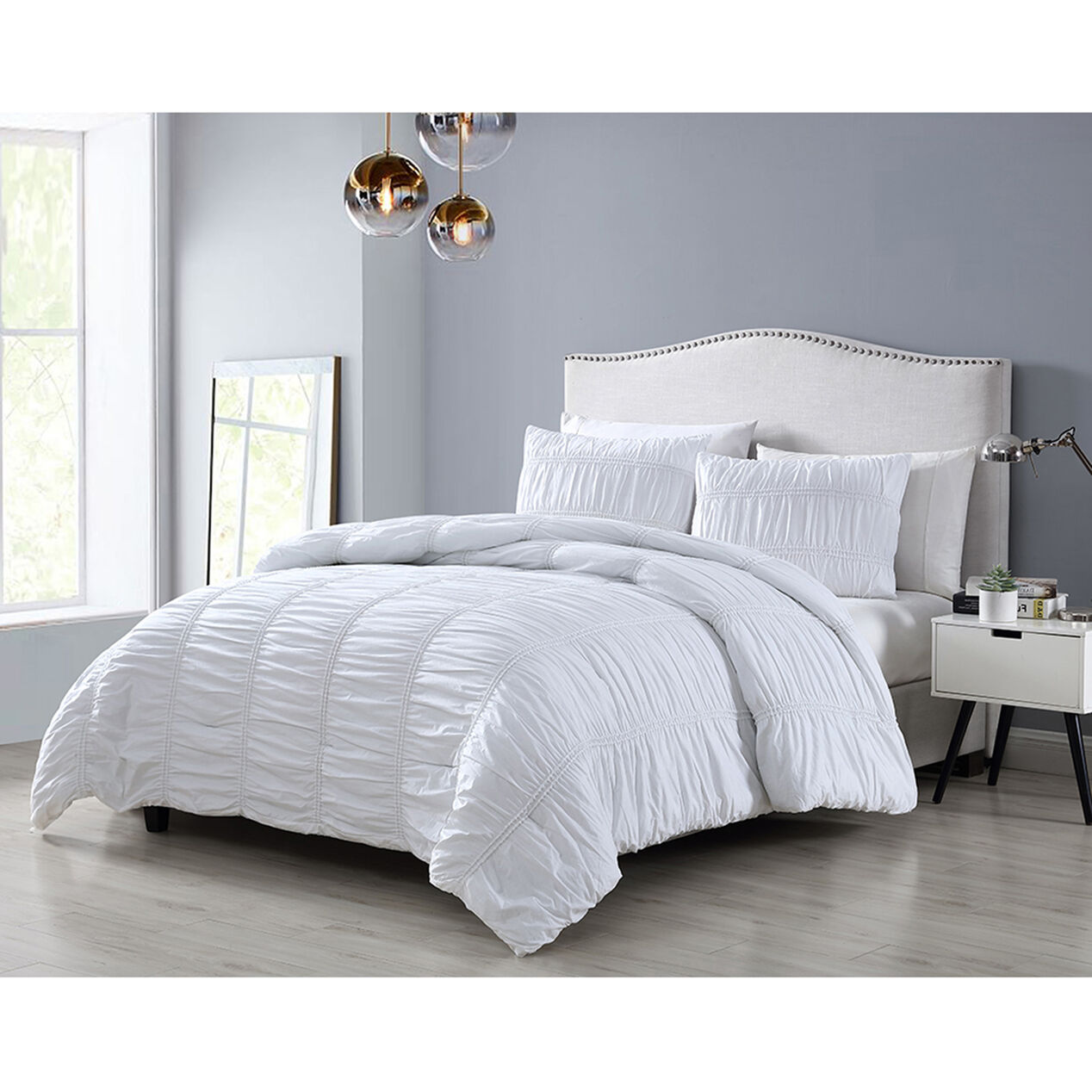 GRACE II WHITE 3PC QUEEN COMFORTER SET At Home