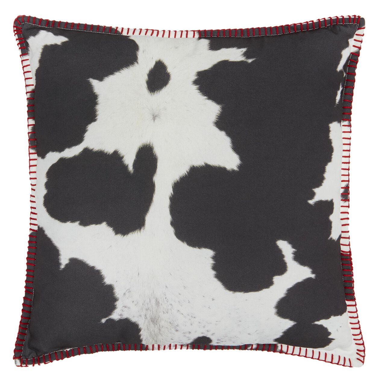 Cowhide Print Throw Pillow with Red Trim, 18" x 18" At Home