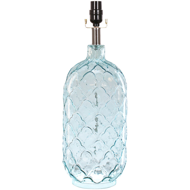 LIGHT BLUE PATTERN GLASS LAMP At Home