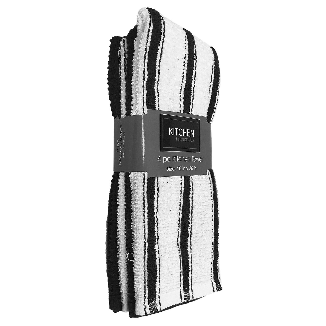 4Piece Striped Black Kitchen Towel Set At Home