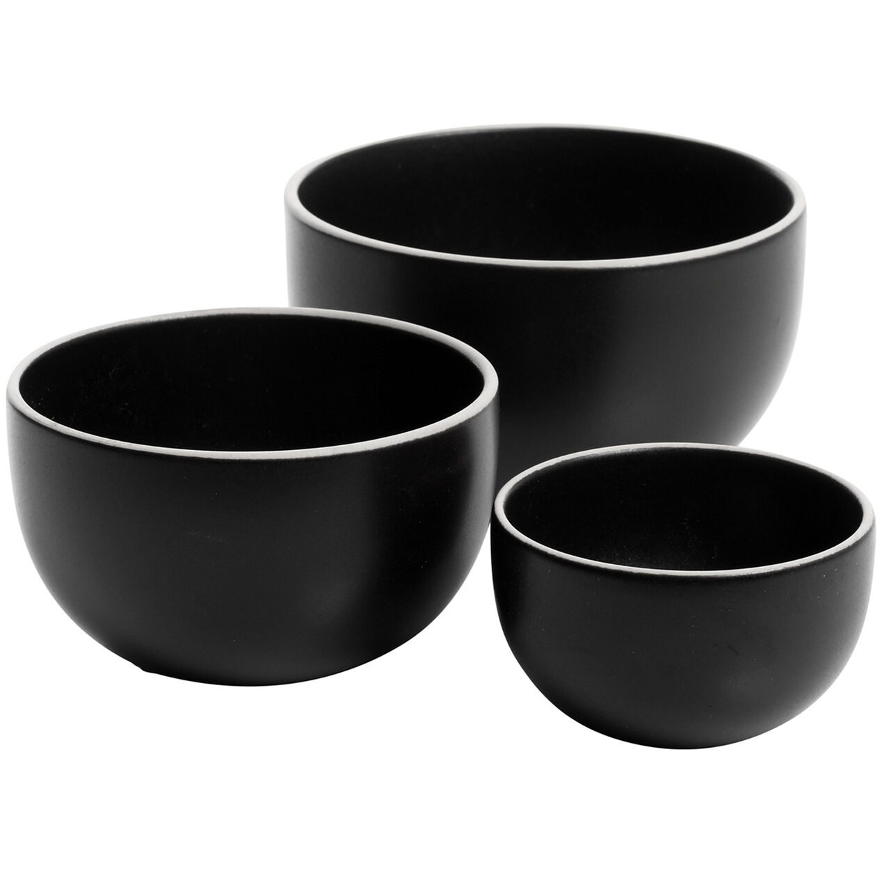 3 PC MATTE BLACK BOWL SET At Home