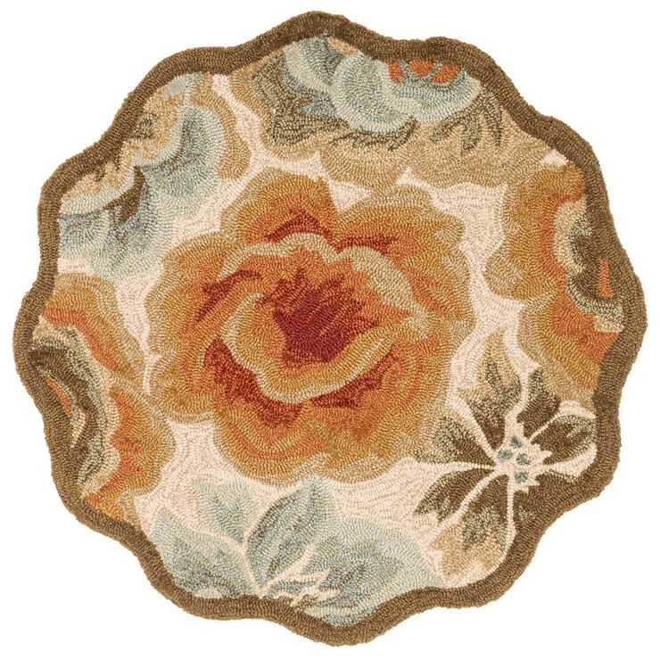 Zoe Ivory Multi Scalloped Accent Rug 30 x 30in At Home At Home