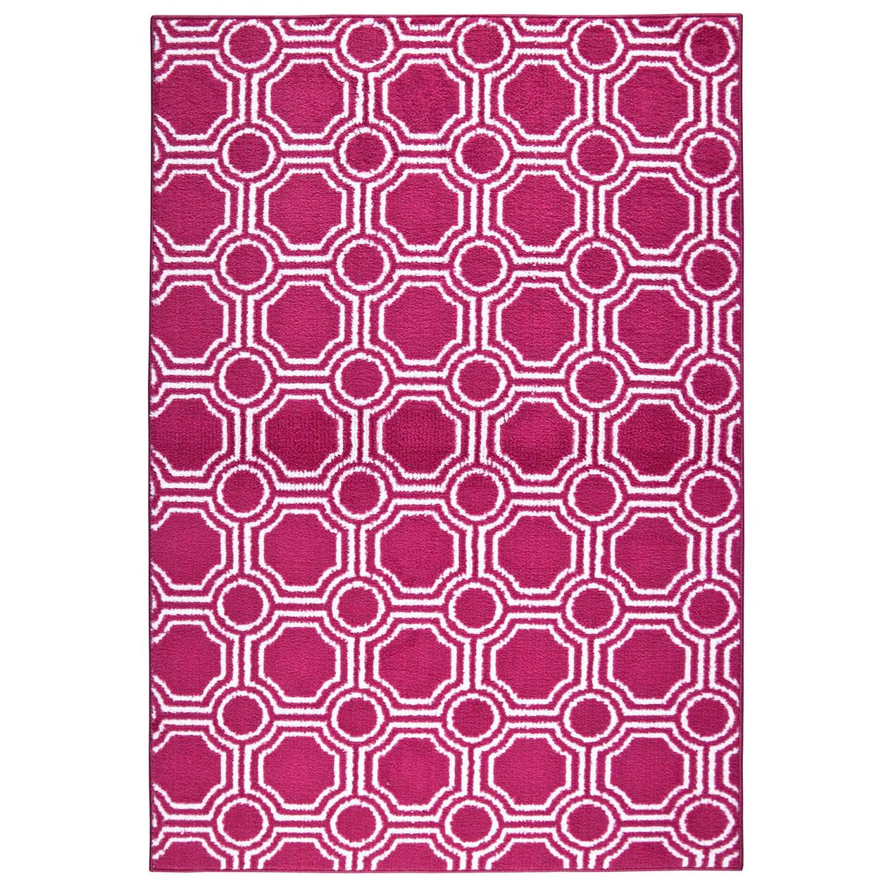 D113 Pink and White Mosaic Rug 5x7 ft At Home