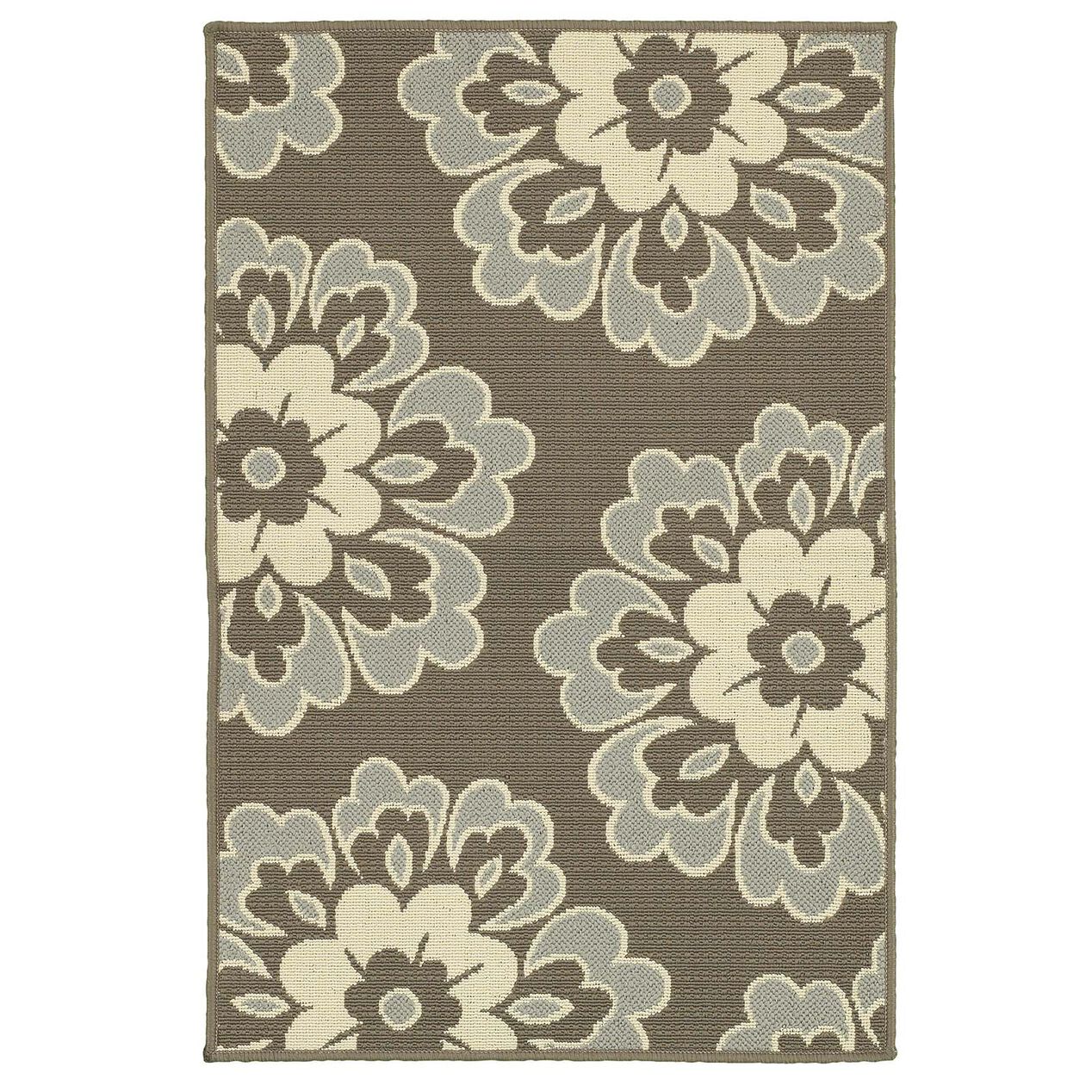 Blue and Green Floral Utility Rug 29 X 45in At Home At Home
