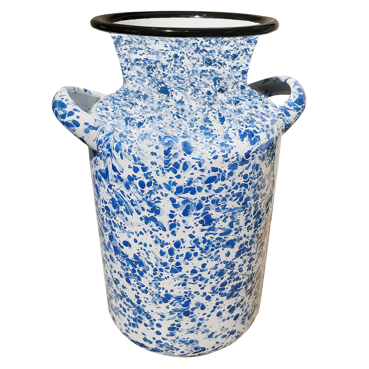 White/Blue Speckled Metal Vase, 7.8" At Home