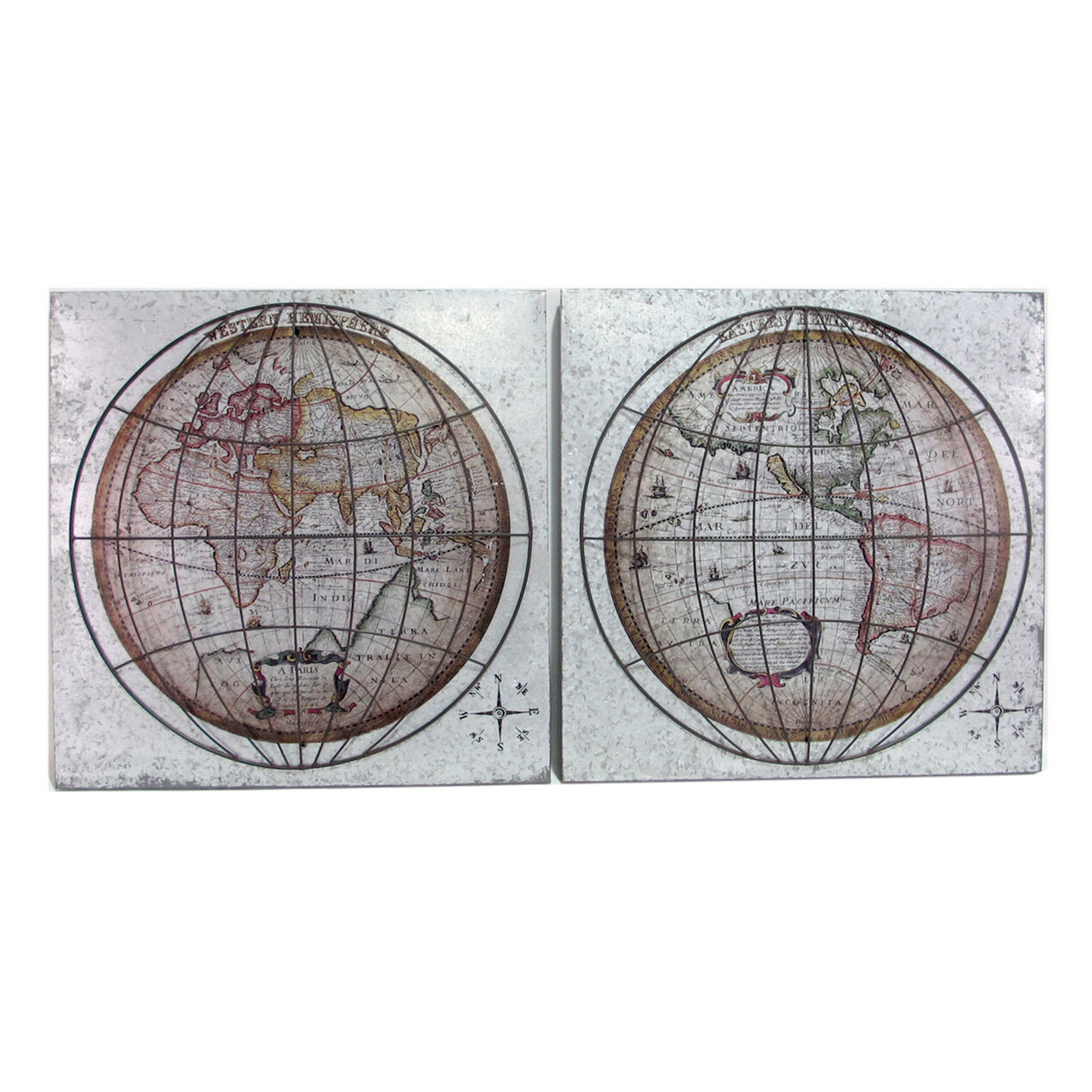 21 X 21 In Galvanized World Map Wall Decor At Home