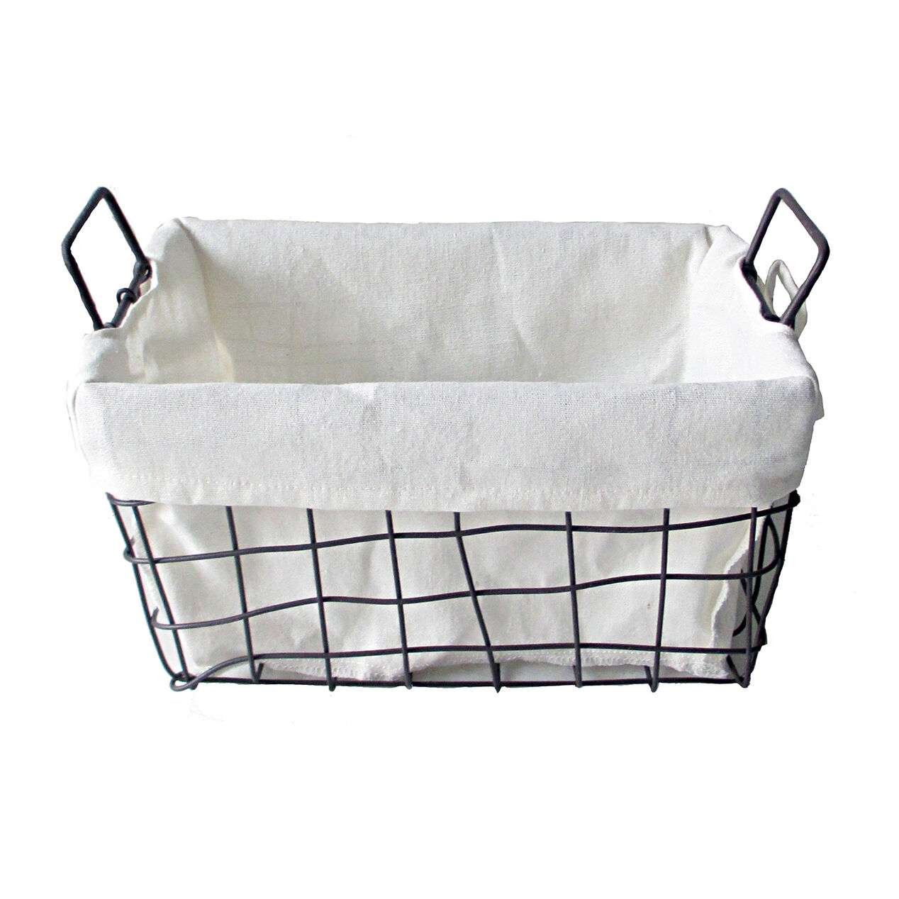 Rectangular Woven Metal Wire Basket with Handles Small At Home
