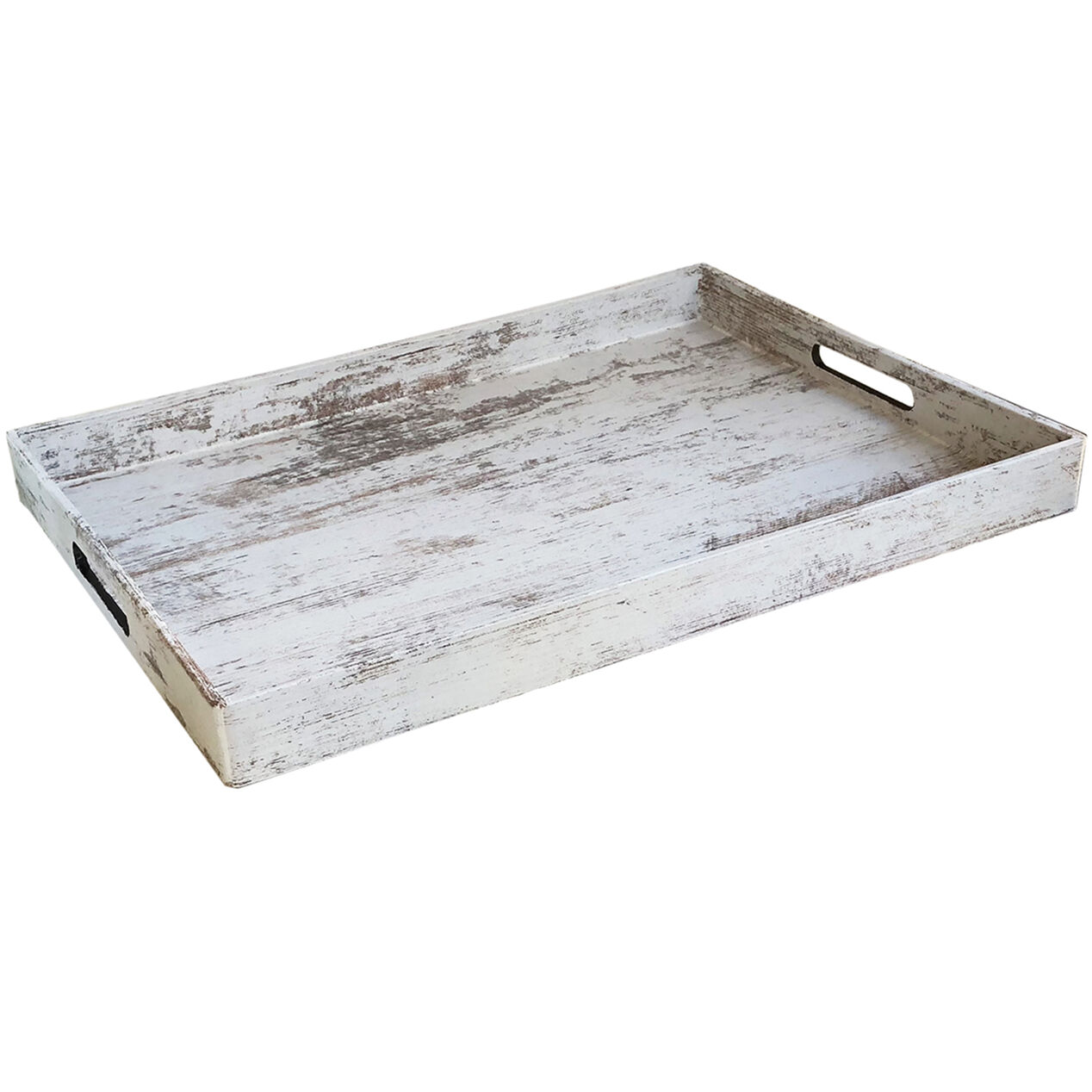 Whitewashed Wooden Tray 14 x 19in. At Home